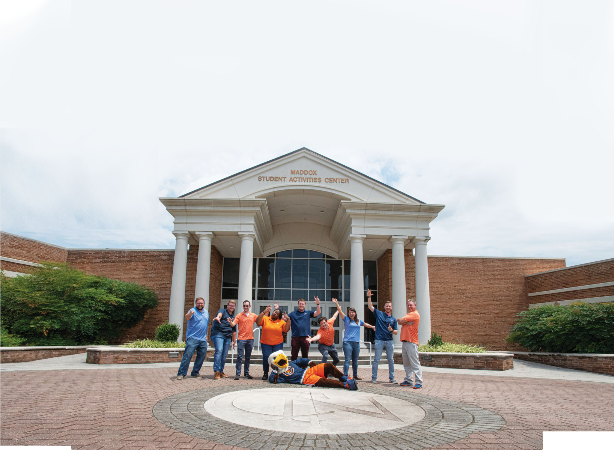 Group of people standing in front of Maddox Student Activities Center